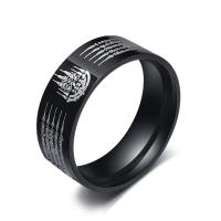 Titanium Steel Finger Ring, Vacuum Ion Plating, polished & for man, black 
