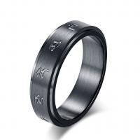 Titanium Steel Finger Ring, Vacuum Ion Plating, rotatable & polished & for man, black 