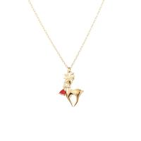 Sterling Silver Jewelry Necklace, 925 Sterling Silver, Deer, gold color plated, for woman & epoxy gel Approx 17.71 Inch 