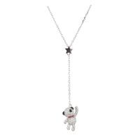Cubic Zircon Micro Pave Sterling Silver Necklace, 925 Sterling Silver, Bear, platinum color plated, micro pave cubic zirconia & for woman & enamel Approx 17.71 Inch 