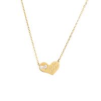 Cubic Zirconia Sterling Silver Necklace, 925 Sterling Silver, Heart, gold color plated, with letter pattern & micro pave cubic zirconia & for woman 