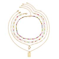Fashion Multi Layer Necklace, Zinc Alloy, with Seedbead & Plastic Pearl & Brass, with 2.7inch extender chain, gold color plated, fashion jewelry & for woman Approx 13.8 Inch, Approx 19.7 Inch 