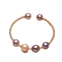 Edison Pearl Cuff Bangle, with Brass, 14K gold plated, Natural & fashion jewelry & for woman, multi-colored, 180mm 