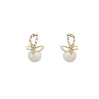 Plastic Pearl Zinc Alloy Earring, with ABS Plastic Pearl, high quality plated, fashion jewelry & for woman & with rhinestone, golden 