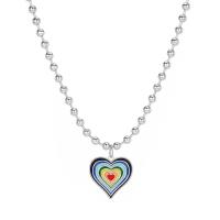 collier d'Émail en alliage Zinc, alliage de zinc, coeur, bijoux de mode & unisexe .5 cm, Vendu par PC