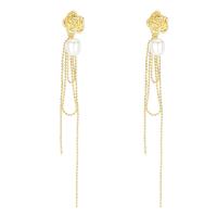 Fashion Fringe Earrings, Zinc Alloy, with Plastic Pearl, fashion jewelry & for woman & with rhinestone 