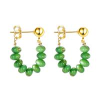 Cats Eye Earring, with Zinc Alloy, fashion jewelry & for woman, green 