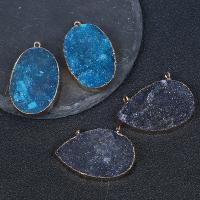 Ice Quartz Agate Pendants, with Brass, gold color plated, druzy style & Unisex 