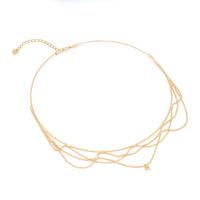 Brass Necklace Findings, with 5cm extender chain, 14K gold plated, multilayer & DIY, Inner Approx 110mm 