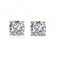 Cubic Zircon Brass Earring,  Square, plated, for woman & with cubic zirconia 5.8mm 
