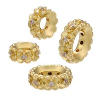 Brass Spacer Beads, Flower, plated, DIY & micro pave cubic zirconia 