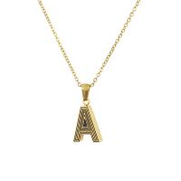 Stainless Steel Jewelry Necklace, 304 Stainless Steel, Alphabet Letter, Vacuum Ion Plating & fashion jewelry & Unisex, golden, 14mm Approx 19.69 Inch 
