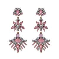 Zinc Alloy Rhinestone Drop Earring, Flower, gold color plated, fashion jewelry & for woman & with rhinestone 