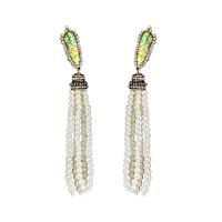 Fashion Fringe Earrings, Plastic Pearl, with Zinc Alloy, antique gold color plated, fashion jewelry & for woman, white 