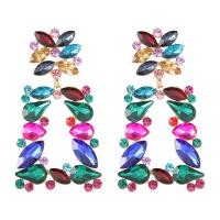 Zinc Alloy Rhinestone Drop Earring, gold color plated, fashion jewelry & for woman & with rhinestone & hollow 