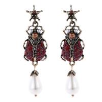 Zinc Alloy Rhinestone Drop Earring, with Acrylic, Insect, Plating champagne gold, fashion jewelry & for woman & with rhinestone 