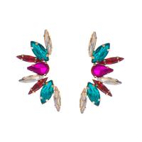 Zinc Alloy Rhinestone Drop Earring, Flower, gold color plated, fashion jewelry & for woman & with rhinestone 