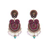 Zinc Alloy Rhinestone Drop Earring, with Acrylic, gold color plated, vintage & Bohemian style & for woman & with rhinestone 