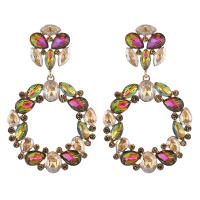 Zinc Alloy Rhinestone Drop Earring, Donut, gold color plated, fashion jewelry & for woman & with rhinestone 