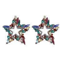 Zinc Alloy Rhinestone Stud Earring, Star, gold color plated, fashion jewelry & for woman & with rhinestone & hollow 