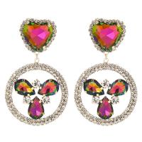 Zinc Alloy Rhinestone Drop Earring, Heart, gold color plated, fashion jewelry & for woman & with rhinestone 