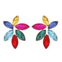 Zinc Alloy Rhinestone Stud Earring, Flower, gold color plated, fashion jewelry & for woman & with rhinestone 