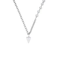 Titanium Steel Jewelry Necklace, with Sea Opal & Plastic Pearl, with 5cm extender chain, Triangle, Vacuum Ion Plating, fashion jewelry & adjustable & for woman, silver color cm 