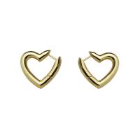 Brass Huggie Anneau d'oreille, laiton, coeur, Placage de couleur d'or, bijoux de mode & pour femme & creux, doré, 20mm, Vendu par paire