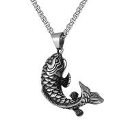 Titanium Steel Sweater Necklace, Fish, Vacuum Ion Plating, fashion jewelry & for man, original color Approx 23.6 Inch 
