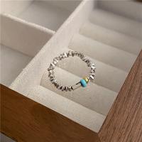 Sterling Silver Finger Ring, 925 Sterling Silver, irregular, polished, elastic & for woman, original color 