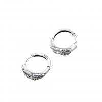 Sterling Silver Huggie Hoop Earring, 925 Sterling Silver, platinum plated, fashion jewelry & for woman, original color, 14mm 