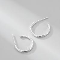 Sterling Silver Stud Earring, Argent sterling 925, Plaqué de platine, bijoux de mode & pour femme, blanc, 15mm, Vendu par paire