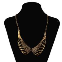 Zinc Alloy Sweater Chain Necklace, Angel Wing, antique gold color plated, vintage & Unisex & hollow, 50mm Approx 17.7 Inch 