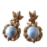 Enamel Zinc Alloy Stud Earring, with Resin Shell & Acrylic, gold color plated, for woman 22-57mm 
