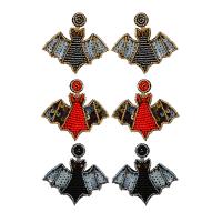 Glass Seed Beads Earring, Seedbead, with Sequins & Microfiber PU, Bat, Halloween Design & for woman 