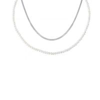Plastic Pearl Necklace, Zinc Alloy, with Plastic Pearl, with 2.56inch extender chain, Double Layer & fashion jewelry & for woman Approx 30.71 Inch 
