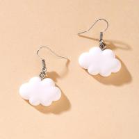 Resin Zinc Alloy Earring, with Resin, Cloud, fashion jewelry & for woman, white 