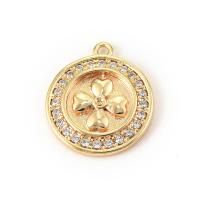 Brass Pendant Findings, Flat Round, real gold plated, DIY & micro pave cubic zirconia, 10mm 