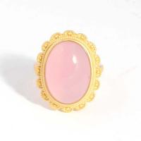 Кварц палец кольцо, цинковый сплав, с розовый кварц, плакирован золотом, Регулируемый & Женский, Золотой продается PC