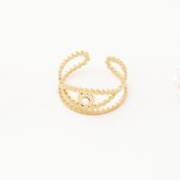 Edelstahl Fingerring, 304 Edelstahl, mit Kunststoff Perlen, Modeschmuck & verschiedene Stile für Wahl & für Frau, goldfarben, 18mm, verkauft von PC