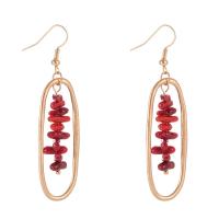 Boucle d'oreille goutte corail, alliage de zinc, avec corail naturel, Placage de couleur d'or, bijoux de mode & pour femme, rouge Vendu par paire