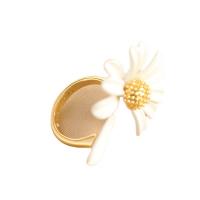 metal Anillo de dedo Cuff, Flor, chapado en color dorado, Joyería & ajustable & para mujer, Blanco, 40x40mm, Vendido por Par
