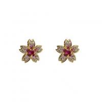 Cubic Zirconia Micro Pave Brass Earring, Oriental Cherry, plated, fashion jewelry & micro pave cubic zirconia & for woman 