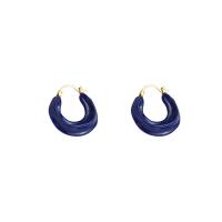 Brass Hoop Earring, 18K gold plated, fashion jewelry & for woman & enamel 25mm 