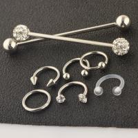 304 Stainless Steel Body Piercing Jewelry Set, 8 pieces & Unisex & with rhinestone, original color  