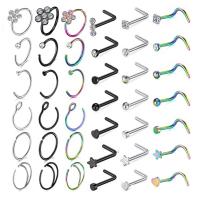 Stainless Steel Nose Piercing Jewelry, 304 Stainless Steel, Vacuum Ion Plating, Unisex & with rhinestone, multi-colored  