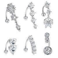 Stainless Steel Belly Ring, 304 Stainless Steel, Vacuum Ion Plating, Unisex & with rhinestone 5mm, 8mm 