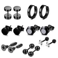 Stainless Steel Ear Piercing Jewelry, 304 Stainless Steel, Vacuum Ion Plating, 14 pieces & Unisex & with rhinestone 