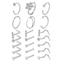 Stainless Steel Nose Piercing Jewelry, 304 Stainless Steel, Vacuum Ion Plating, Unisex & with rhinestone 