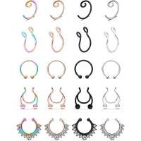 304 Stainless Steel Nose Clip, Vacuum Ion Plating, Unisex & with rhinestone, mixed colors  